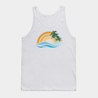 Palms sunset waves Tank Top